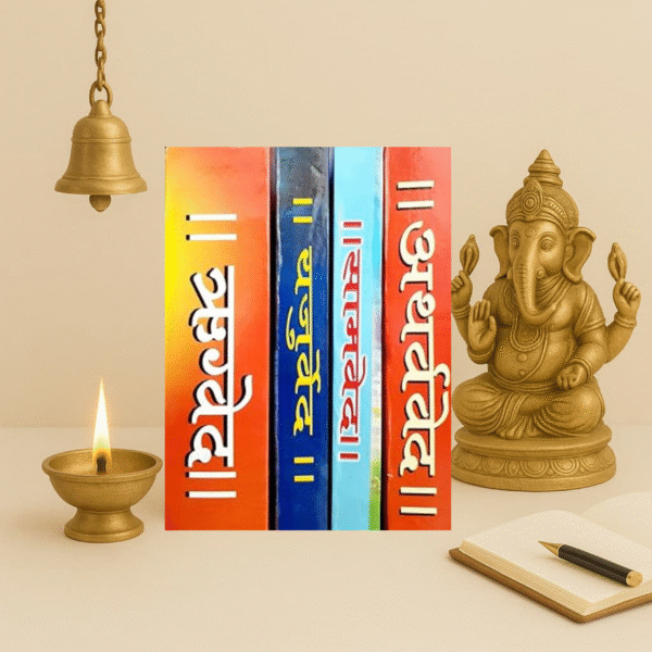 Complete 4 Volume Set of Vedas in Hindi | Rigveda, Yajurveda, Samaveda & Atharvaveda | Vedic Literature Collection | Hardcover Edition